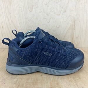 KEEN Women’s Sparta Low Alloy Toe Navy Knit Utility Shoes Size 6